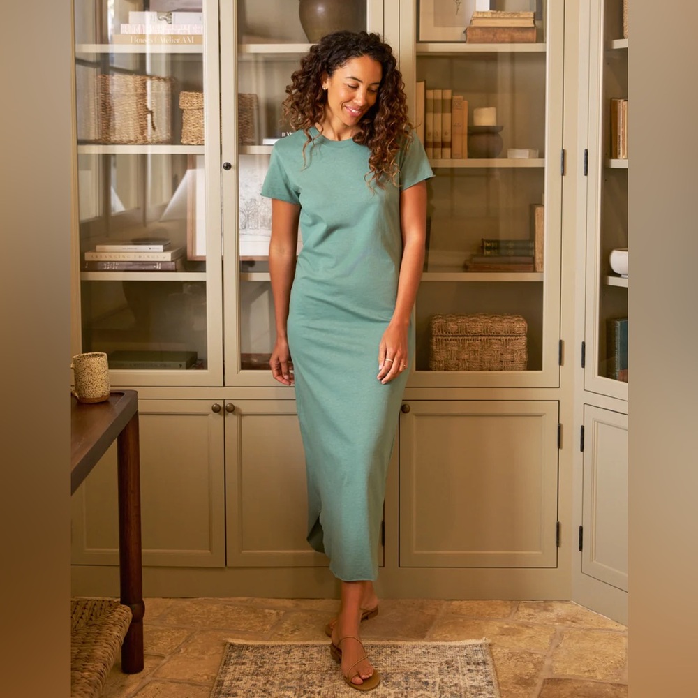 Frank & Eileen XS Harper Perfect Tee Maxi Dress Cotton T Shirt Moss NWT